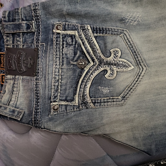 Rock Revival Phoenix StraightLight Blue size 38. Inseam measures 30. Embelished - Picture 2 of 11